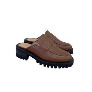 Aerosoles Reba Tan Faux Leather Lug Sole Slip On Comfort Mules Shoes Womens 6 M